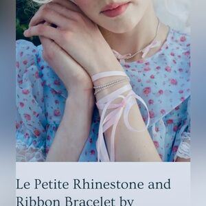 New Le Petite Rhinestone and Ribbon Blush Bracelet by Stonehart for Selkie